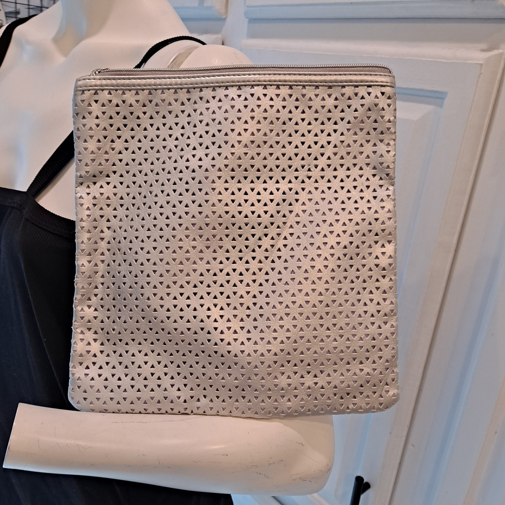 Matrix Silver Perforated Clutch